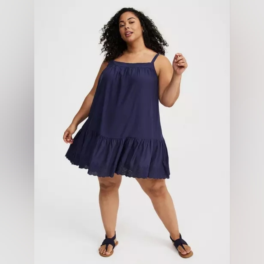NWT 3X TORRID MINI WASH CHALLIS DROP WAIST SCALLOP HEM DRESS